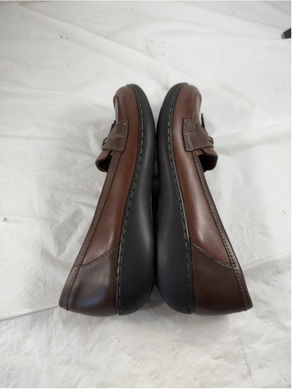Clarks Womens Ashland Bubble Loafers Brown Leather Slip On Tassel Size 8.5 N new - Picture 6 of 15